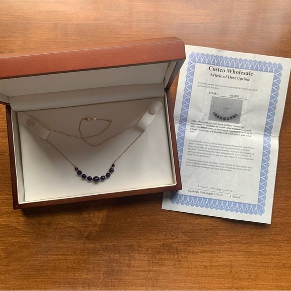 Gorgeous Lapis and 14kt Yellow Gold Graduated Beaded Necklace - Picture 2 of 6